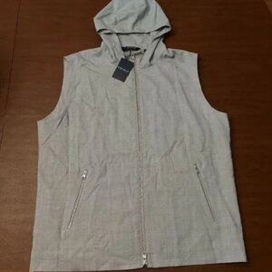 Peter Millar Crown Crafted Excursionist Lite Hooded Vest Grey Wool Men's Size L